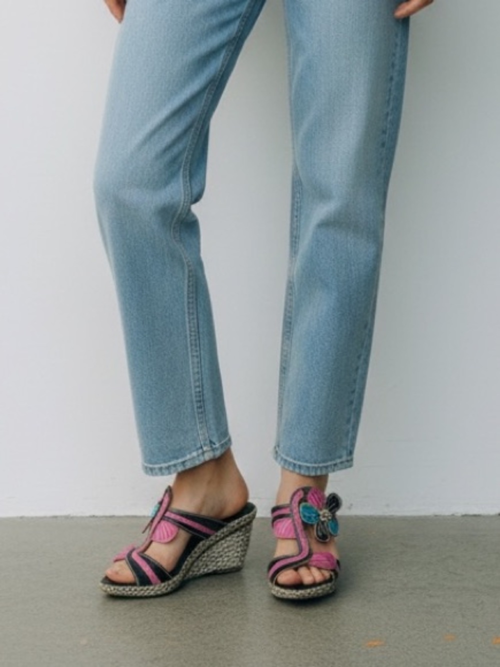 Spring Step Largo Pink & Teal Floral Wedge Sandals
